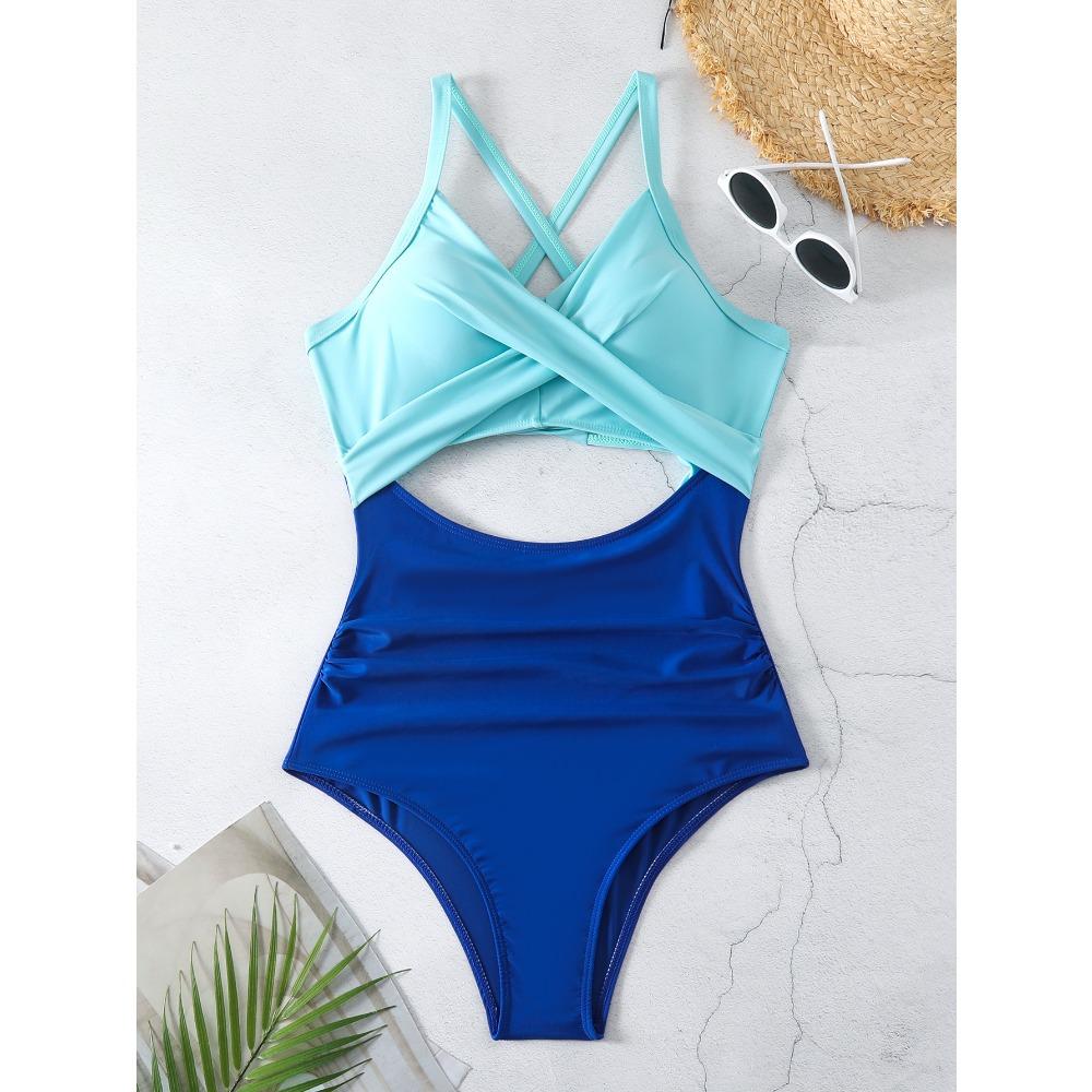One-piece Swimwear Female Sexy Cross-cut Tight European and American Backless Swimsuit