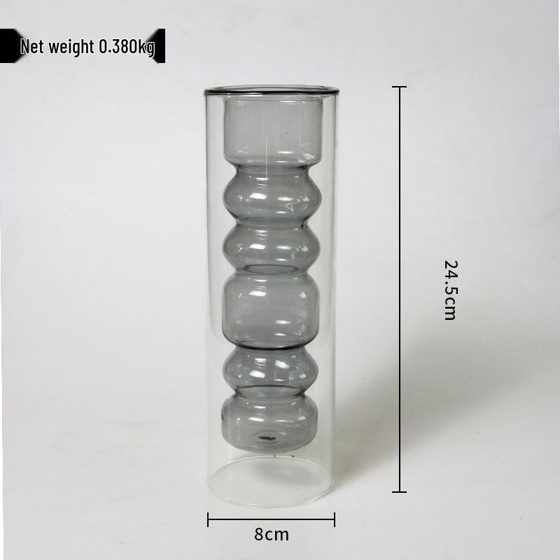 European Glass Rattan Aroma Vase - Double Layer, Colored Glass, Flameless Hydroponic for Living Room