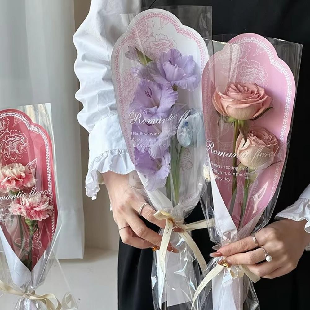 10pcs Transparent Flower Packaging Bags Romantic Flower Arrangement Bags  Flowers Wrapping Gift