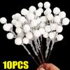 White Artificial Berry Stem Snow Tipped Frosted Christmas Berries Branch DIY Wreath Xmas Tree Ornament Wedding Home Table Decor