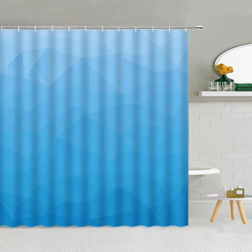 Geometric Shower Curtain, Gradient Colour Rhombus Bright Mid Century Modern Abstract Art Navy Blue Purple Bathroom Decorative