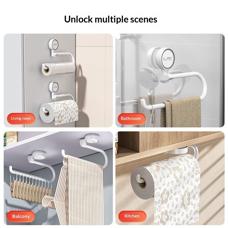 Suction Cup Kitchen Tissue Shelf Wall Hanging Paper Rack No Punching Roll Paper Rack Lazy Rag Hanging Rod Oil-absorbing Paper Hanger