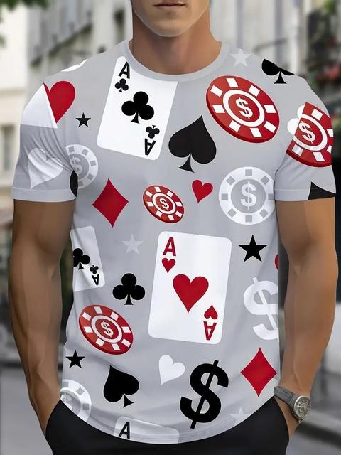 New 3D Poker King Pattern Casual Short Sleeve T-shirt Men's Comfortable T-shirts Streetwear