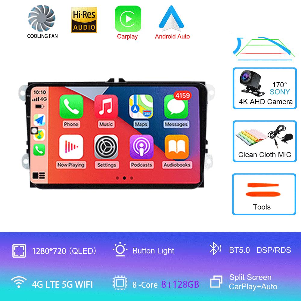 Android 14 For VW Volkswagen Skoda Octavia Golf 5 VW Touran Passat B6 Polo Tiguan Car Multimedia Radio Navigation GPS CarPlay