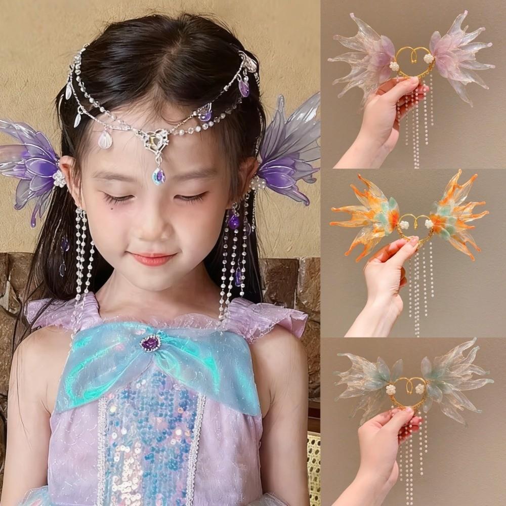 Flower Ear Fins Ear Cuffs Fairy Elf Pearl Tassel Ear Clips Mermaid Princess Ear Cuffs  Cosplay