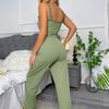Sommer Spitzenbesatz Pyjama-Set: Damen Spaghetti-Trägertop & Lange Hose