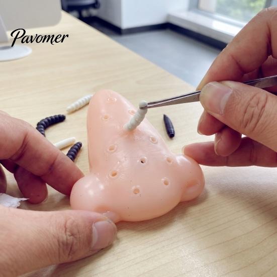 Stress Relieving Tools Nose Pimple Popping Toy with Tweezers And Worm, Funny Relief Prank Creative Novelty Items Game for Party, Flexible TPR