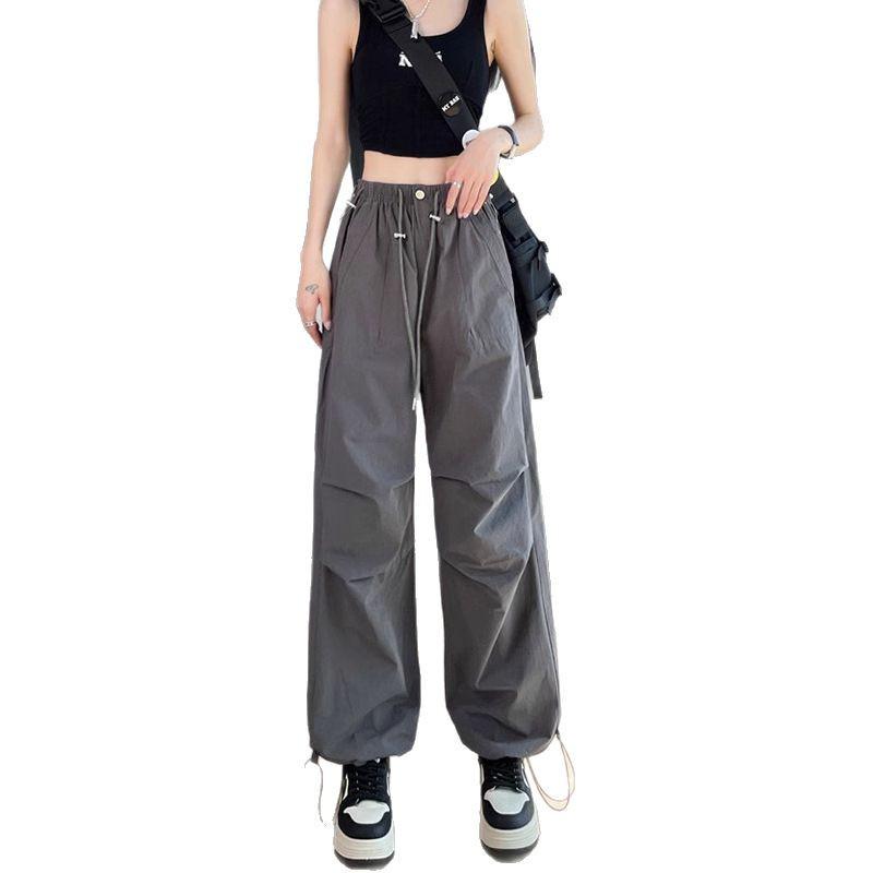 Damen High Waist Schwarze Schnelltrocknende Cargohose - Schlankmachend, Locker, Mit Bündchen, Lässiger Stil