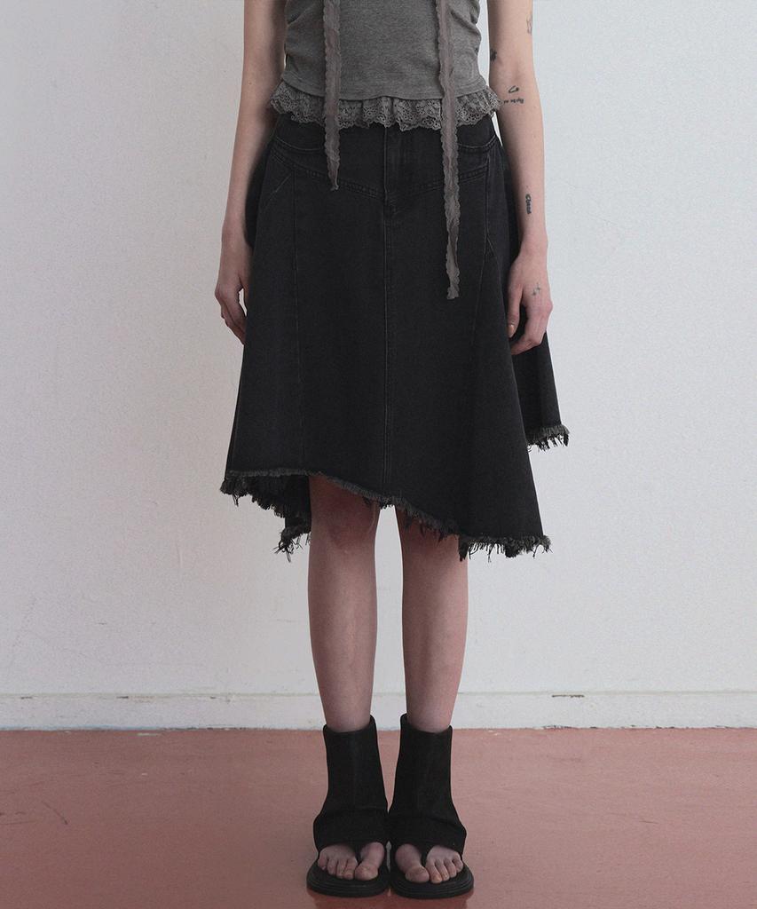 Geulouhaideu Hemel Asymmetrical Denim Midi Skirt