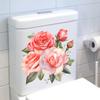 Elegant Pink Rose Toilet Stickers, Waterproof Removable Decals for Bathroom Wall Decor, Self-Adhesive