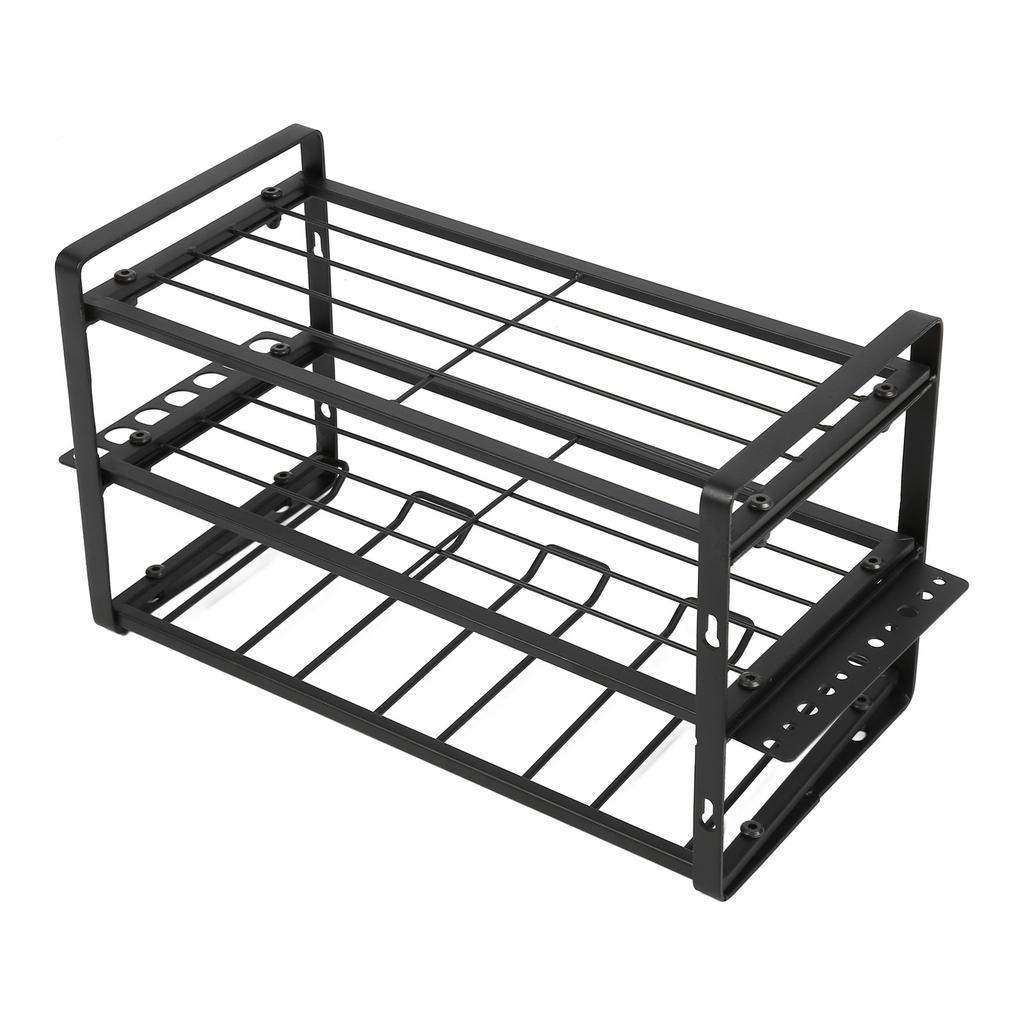Organizator burghie Negru Suport burghie Capacitate portantă 150lb Montare pe perete Raft pentru scule cu accesorii complete