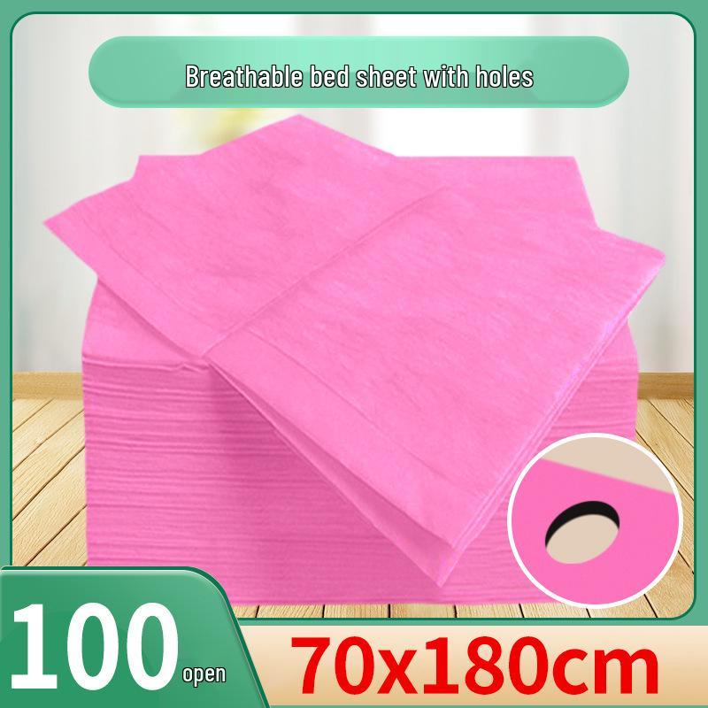 Waterproof Oilproof Disposable Bed Sheets with Hole - Non-Woven, Breathable, 100-Pack