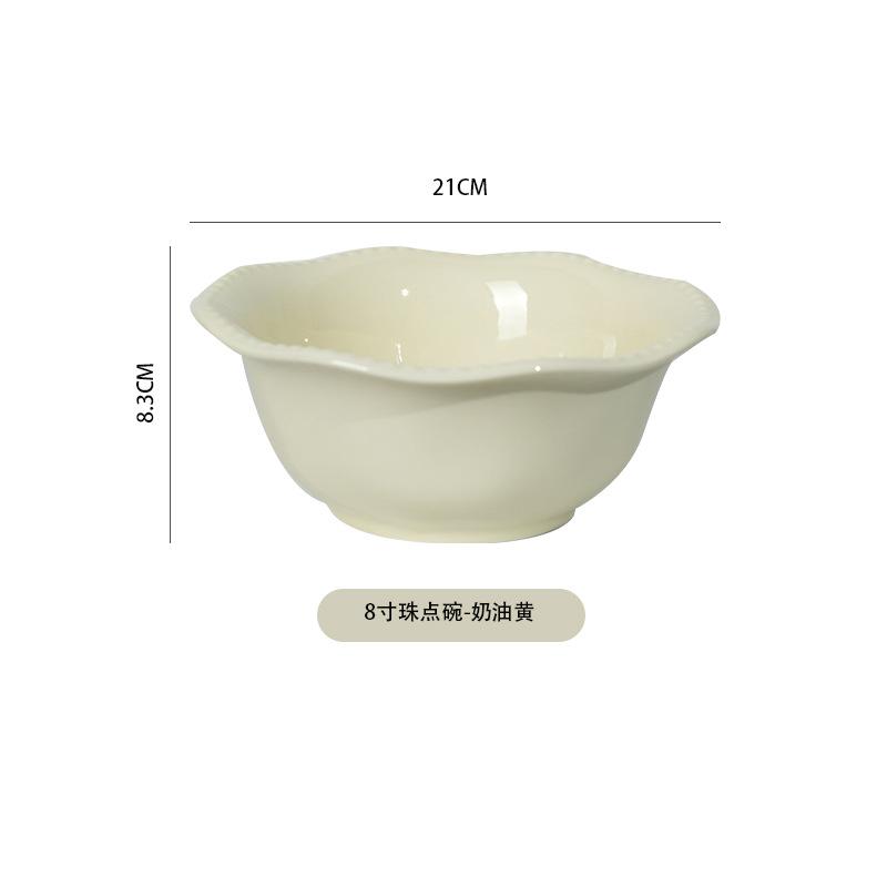 French Simple Ceramic Tableware Set Creative Beads High Value Household Ceramic Rice Bowl Noodle Bowl Vegetable Plate Fish Plate