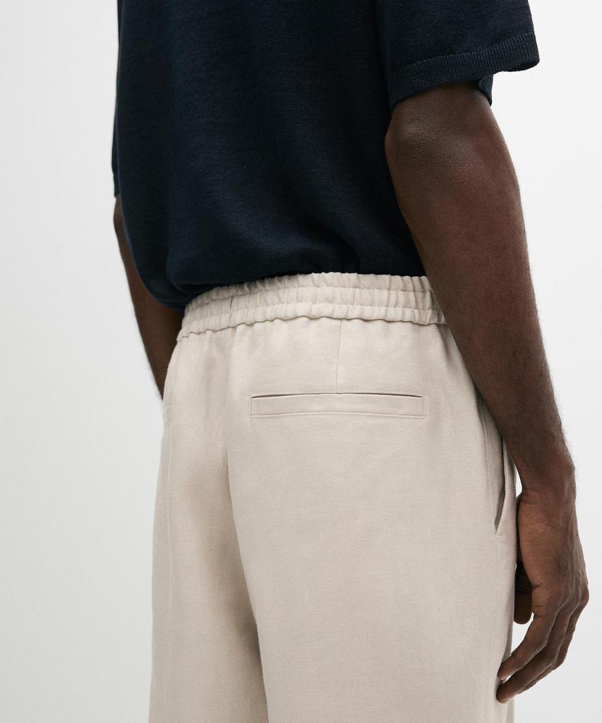 Masimodutti Total Look Waist Detail Linen Pants