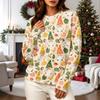 Women's Casual Christmas Print Long Sleeve Neck Sweatshirt