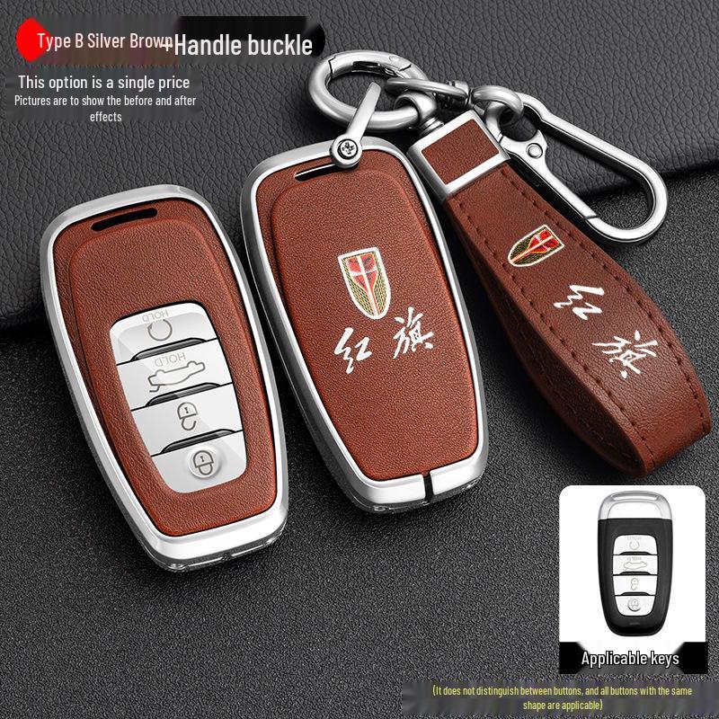 Luxurious Metal Key Case for Hongqi H9, H5, H7, HS7 - Full Protection with Shell Buckle, Fits 21 Models