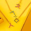 Mezmic Korean Consonant Pendant - 18K Yellow Gold Plated Pink Cz