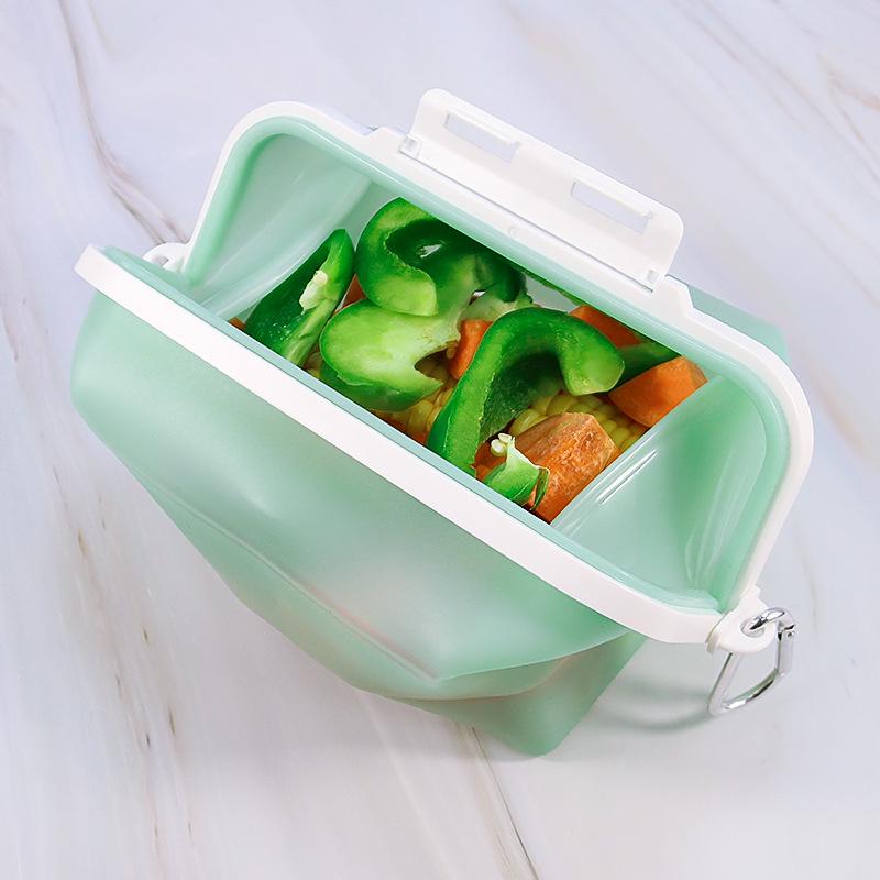 

Collapsible Silicone Lunch Box for Fresh-Keeping and Microwave Use зелёный