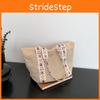 Trendy Street Style Woven Tote Bag In Off-white And Khaki Medium-sized Shoulder Bag