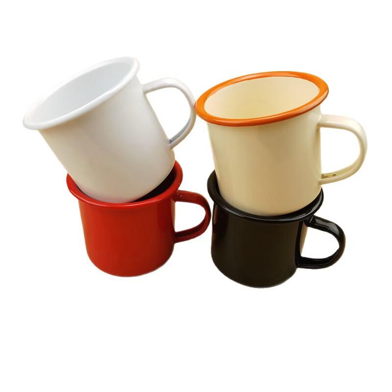 OLOEY Vintage Enamel Mug - Thickened White Rim (Set of 3)