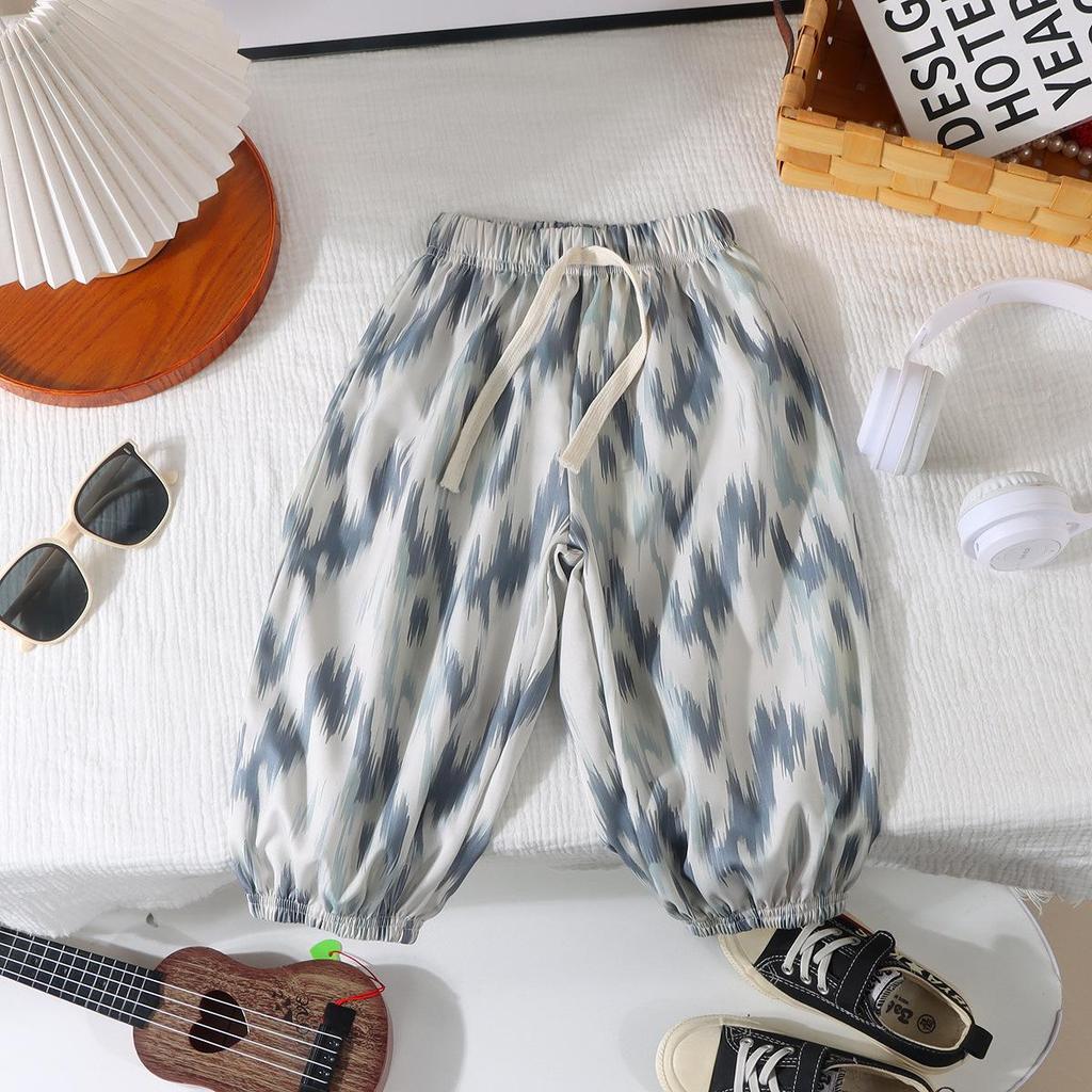 Children Summer Ice Silk Mosquito Proof Trousers Girl Boy Baby Soft Loose High Waisted Casual Pants