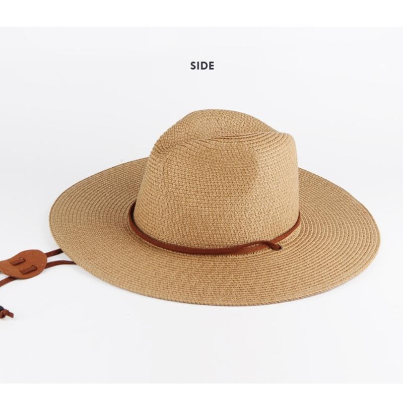 Breathable Paper Straw Panama Hat with Adjustable Chin Strap and Wide Brims Sun Protections for Women Vacation and Trip
