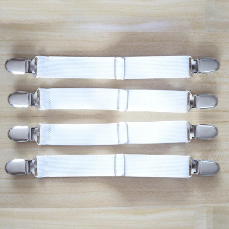 4pcs/set Adjustables Bed Sheet Fasteners Strap Elastics Mattress Cover Corner Holder Clip Grippers Suspenders Cord Decors