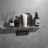 Acrylic Bathroom Shelf Brushed Gold/Black Wall Mounted Shower Rack Bathroom Hardware Dresser Storage Rack With Hook 50cm