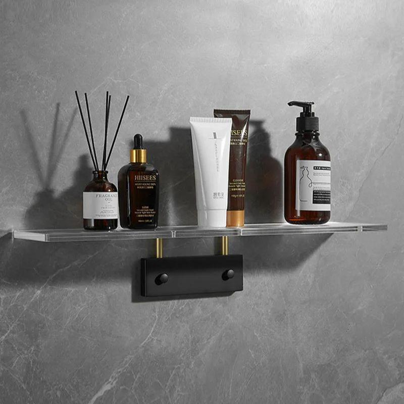 Acrylic Bathroom Shelf Brushed Gold/Black Wall Mounted Shower Rack Bathroom Hardware Dresser Storage Rack With Hook 50cm