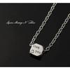 [Shinjuku Gin No Kura] Square Message Zirconia Surgical Stainless Steel Necklace, Normal, Women's Pendant, Hypoallergenic