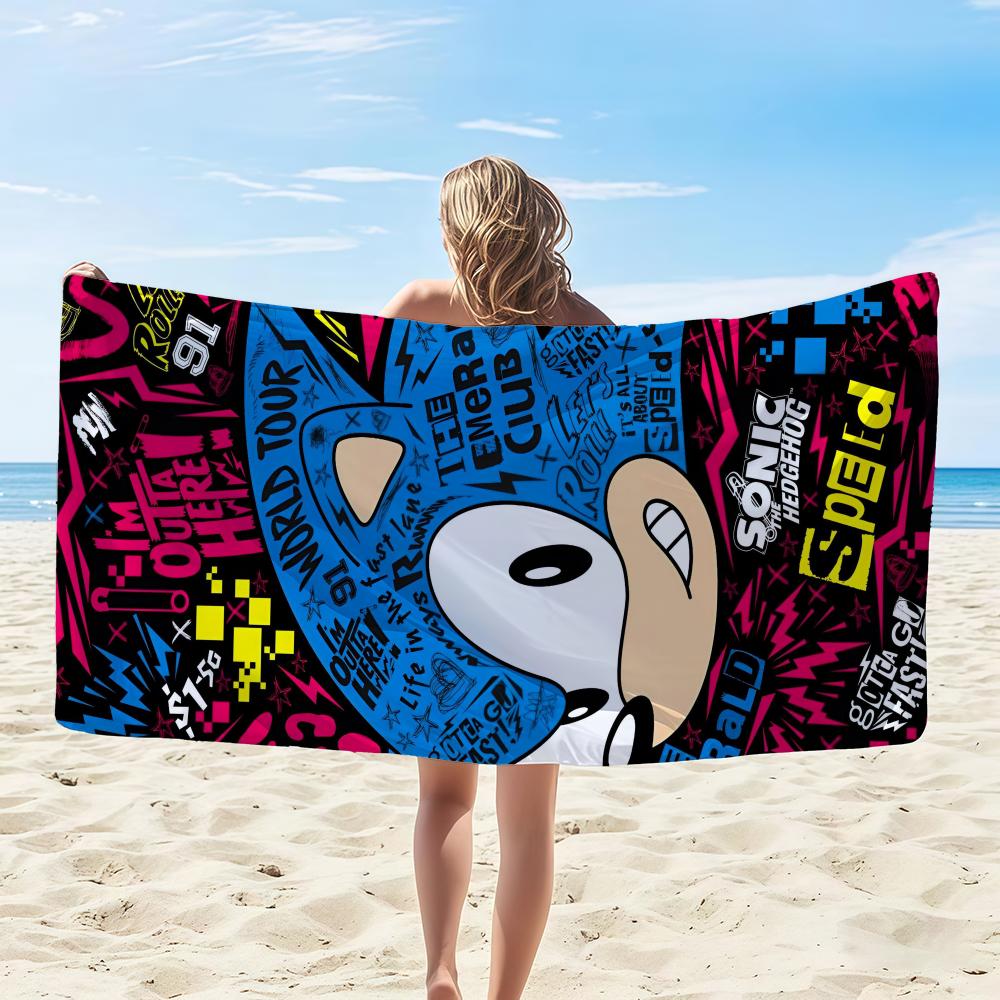 Speed S-Sonic The Hedgehogs Towel Kids Microfiber Quick Dry Sandproof Towel, Boys Girls Summer Pool Beach Swim Towel