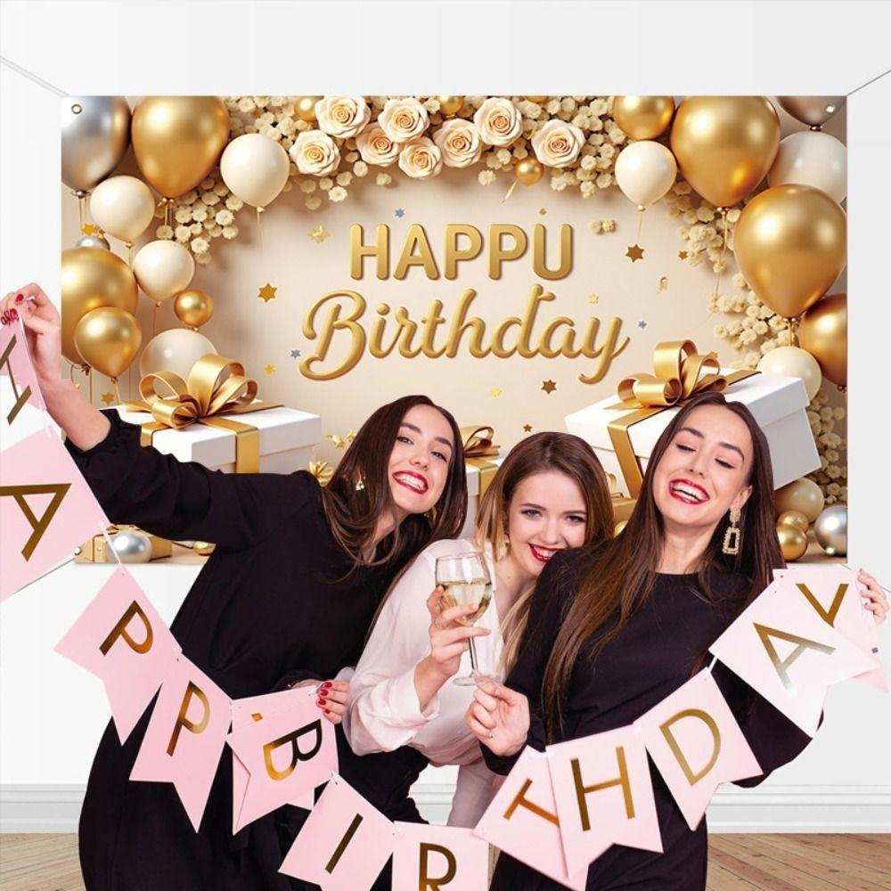 Polyester Banner Poster Golden Photography Backdrops Birthday Party Background  Holiday Party