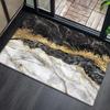 Black Gold Marble Kitchen Mat, Non-Slip Absorbent Runner Rug, Modern Luxury Floor Carpet for Bathroom Living Room Decor, 1PC