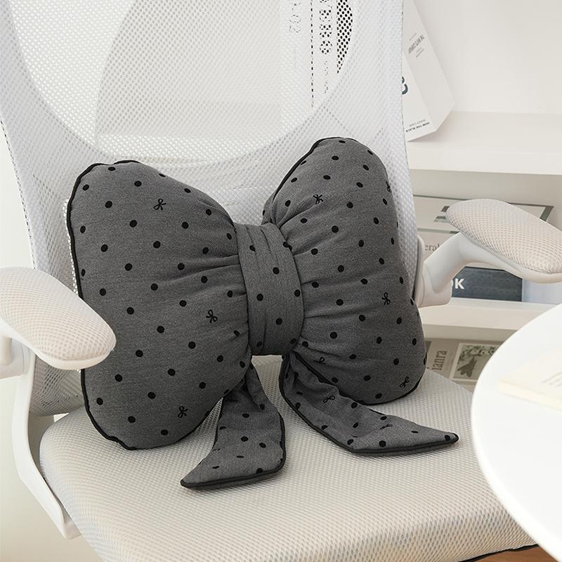 Pink bow ribbon couch pillow imitation rabbit fur comfortable car seat cushion style simple all-match back cushion