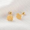Gold Frosted Four-Leaf Clover Titanium Steel Stud Earrings - Non-Fading, Anti-Loss, Luxurious Design