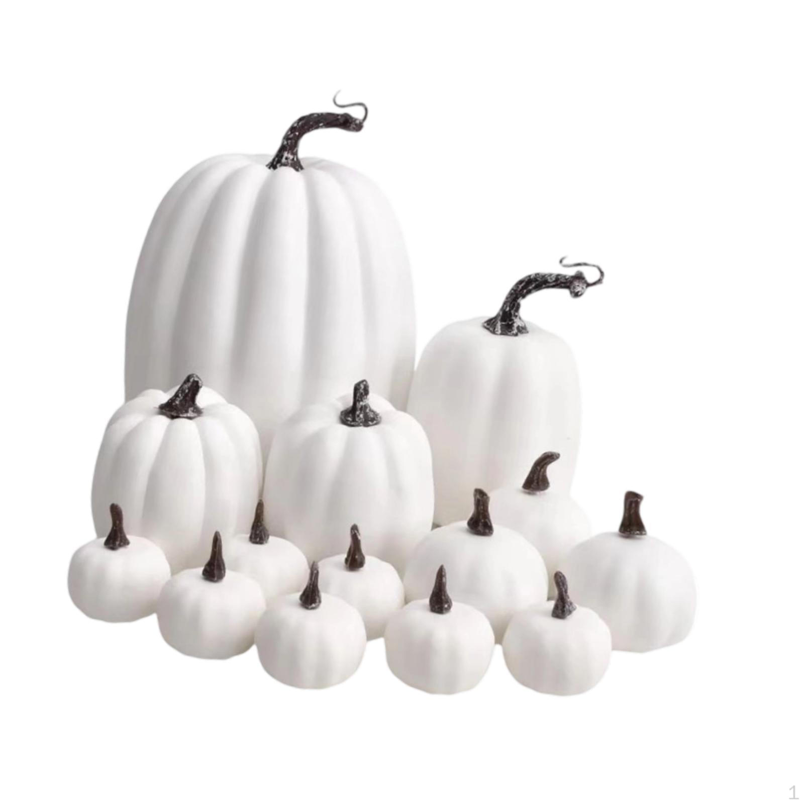 

14 Pieces Artificial Pumpkins Foam Pumpkin Decorations Assorted Sizes Autumn Holiday Seasonal Party білий