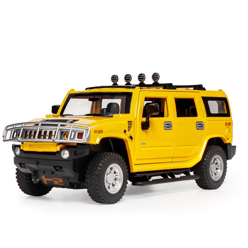 

1/24 HUMMER H2 Модель автомобиля из литого металла Игрушечная модель внедорожника Звуковая и световая имитация Коллекция детских игрушек в подарок жёлтый