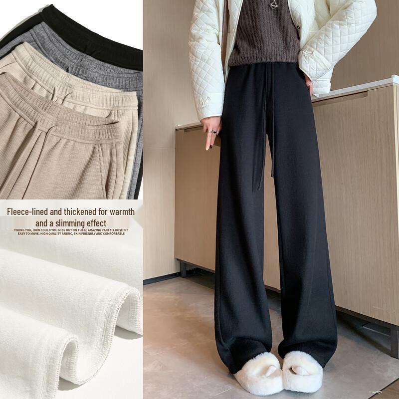 Women's Fleece-Lined High-Waist Wide-Leg Pants