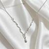 New Silver Wave Water Drop Necklace for Women, French-style Simple Niche, Neutral Daily Commute Versatile Collarbone Chain