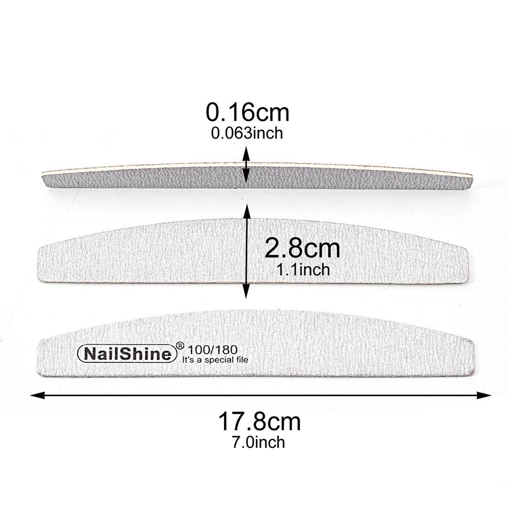 Gray Half-Moon Washable Nail File with High-Grade Sandpaper for Shaping and Manicures