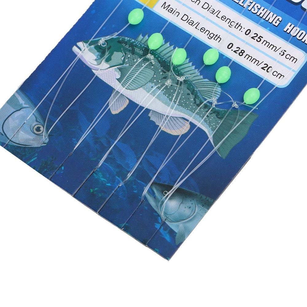 5PCS with Luminous Beads Fish Skin String Hooks Carbon Steel Fishing Bait Rigs  Saltwater Fishing