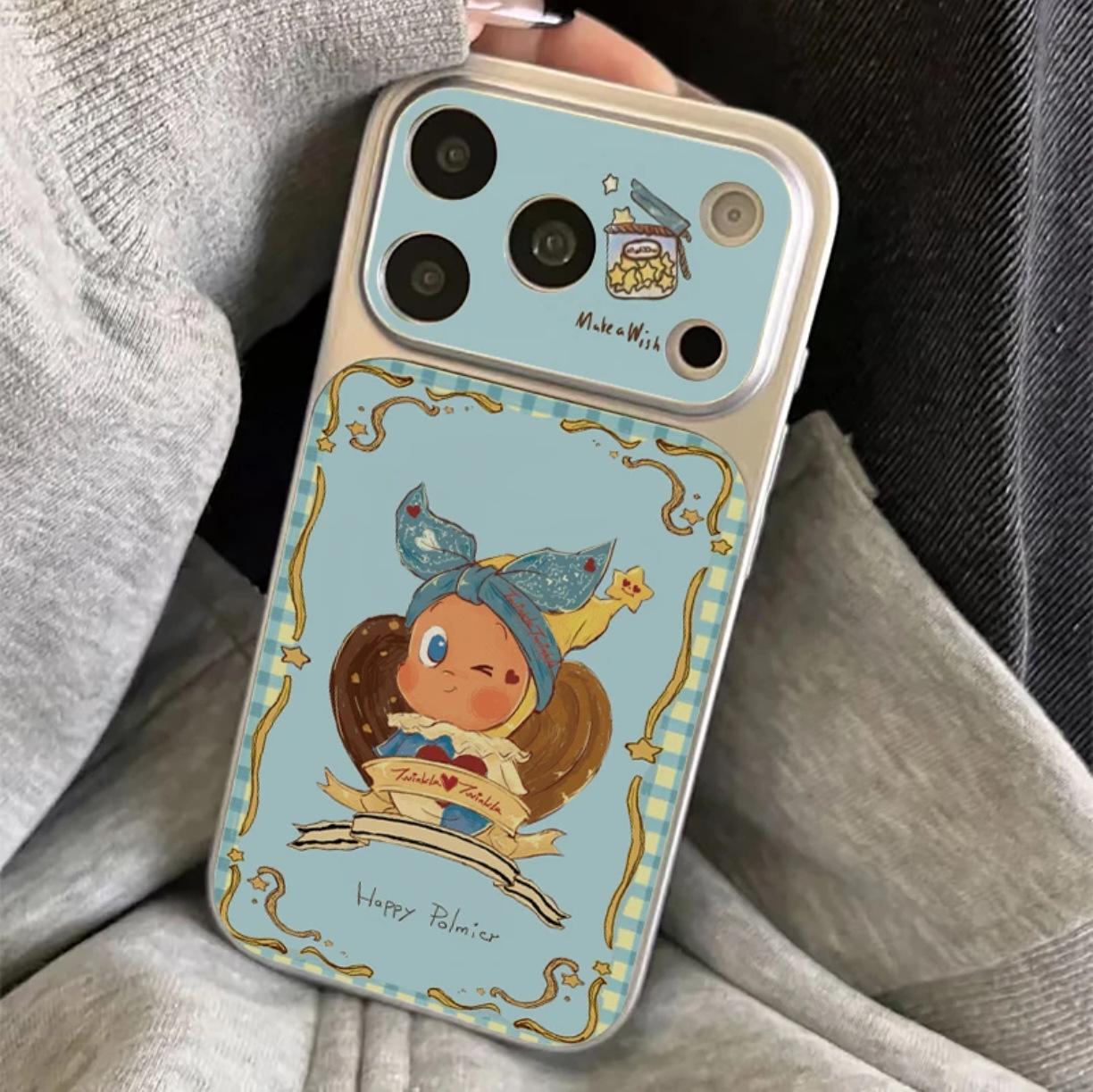 

Blue Star Plush Toy Compatible iPhone 16 Pro Max Window Silicone Sticker Case iPhone 16 Plus