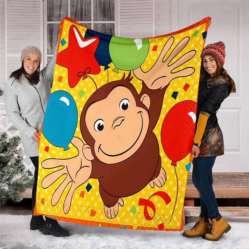Curious George printed throw blanket—lightweight,soft,warm;versatile blanket for all seasons—perfect as &air-conditioning throw,nap blanket