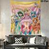 Mermaid Melody Pichi Pichi Pitch Wall Tapestry Aesthetic Wall Hanging Printed Fabric Blanket Decorative Tapestries for Bedroom Living Room Home Decor