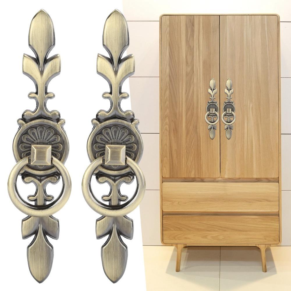 2pcs Antique Bronze Ring Pull Handles Red Bronze Drawer Handles Cabinet Knobs Furniture Drawer