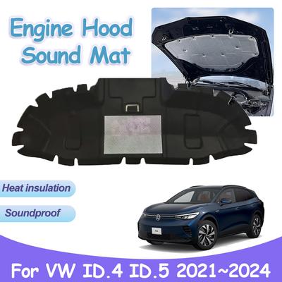 Engine Hood Sound Pad for Volkswagen VW ID.4 ID.5 E21 E39 2024~2024 Car Heat Insulation Cotton Mat Fireproof Interior Accessorie