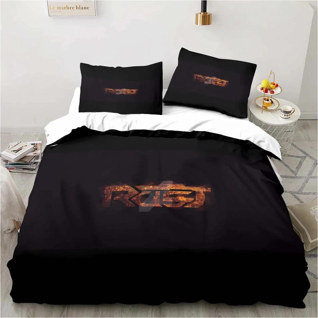 3D Print Rust Game Logo Bedding Set,Duvet Cover Comforter Bed Set Quilt Cover Pillowcase,King Queen Twin Size Boys Girls Adults