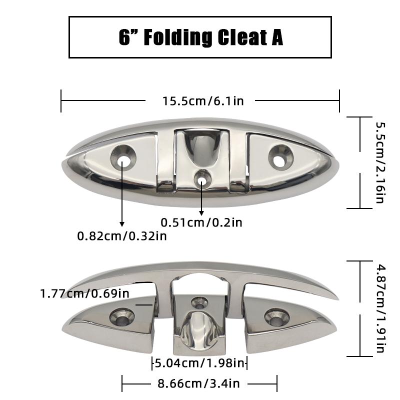 4.5/5/6/8 Inch Boat Folding Cleat Marine Hardware 316 Stainless Steel Mirror Polished Flip-up Mooring Boat Cleats