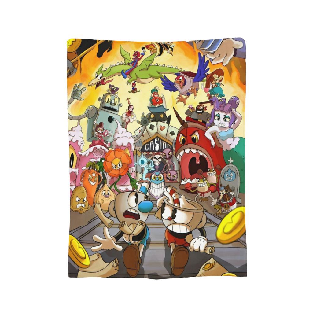 Cupheads Video Game Art Blankets Flannel Super Warm Throw Blankets for Outdoor Travel Bedroom Quilt