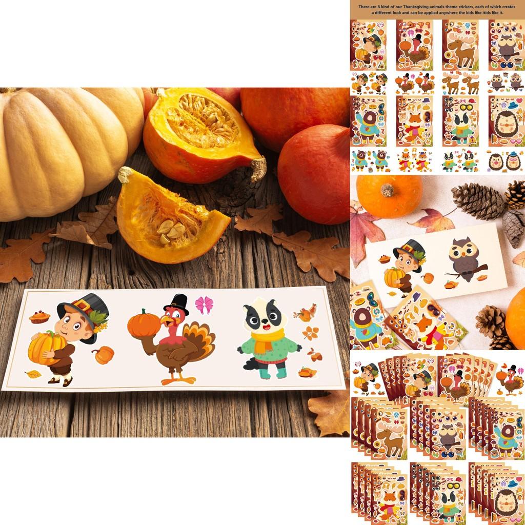 Cm2408007 Adorable Childrens Cartoon Interactive Puzzle Stickers For Thanksgiving Fun